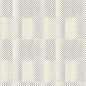 Neutral vector halftone seamless pattern background. Squares with ombre gradient transition backdrop. 3D weave effect. Brick repeat. Texture illusion. Abstract geometric repeat. Beige ecru colors.