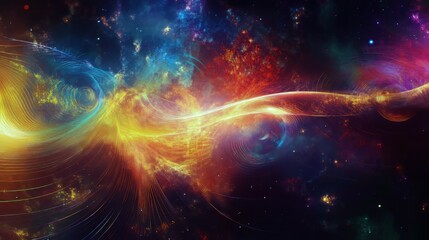Obraz premium Vibrant Cosmic Energy Waves in Colorful Abstract Space
