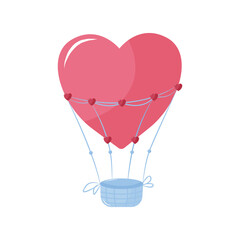 Heart-shaped balloon. Decor element for valentine's day. Romance, Love concept. Isolated illustration for poster, banner, advertising, invitation, cover. EPS 10