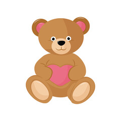 Teddy bear toy. Romance, Gift, Love concept. Isolated Illustration for poster, banner, advertising, invitation, cover. EPS 10