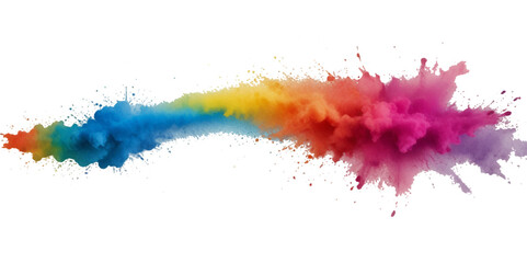 Vector abstract colorful rainbow  paint and colorful cloud smoke powder explosion isolated on transparent wide panorama background.	
