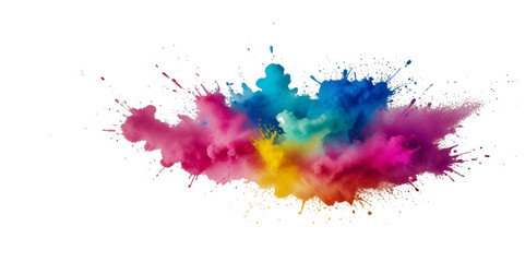 Vector abstract colorful rainbow  paint and colorful cloud smoke powder explosion isolated on transparent wide panorama background.	
