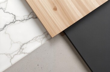 A Visual Exploration of Contrasting Surface Textures Marble, Wood Grain, and Cool Concrete Patterns