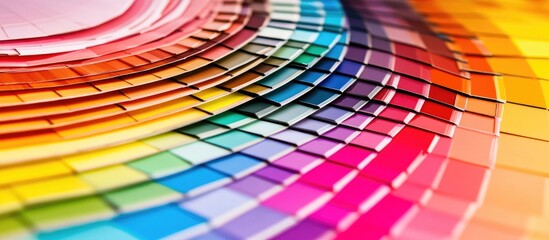 Obraz premium Close up of a vibrant color palette displayed on a designer s table ideal for furniture selection and interior design inspiration