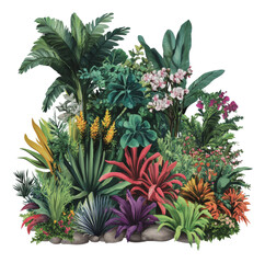 Obraz premium PNG Tropical plants in a vibrant garden