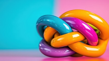 A collection of brightly colored balloons intertwined together, creating a lively and playful atmosphere set against a vibrant and contrasting background.