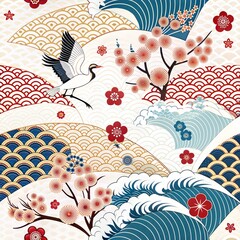 Traditional Japanese Floral Pattern