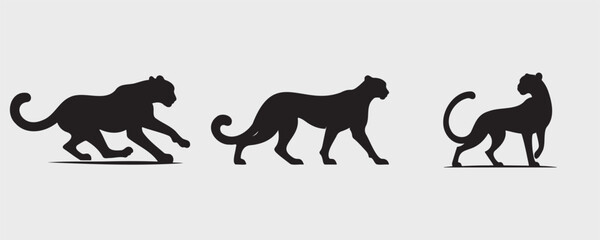 Cheetah silhouette bundle vector illustration
