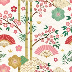 Traditional Japanese Floral Pattern