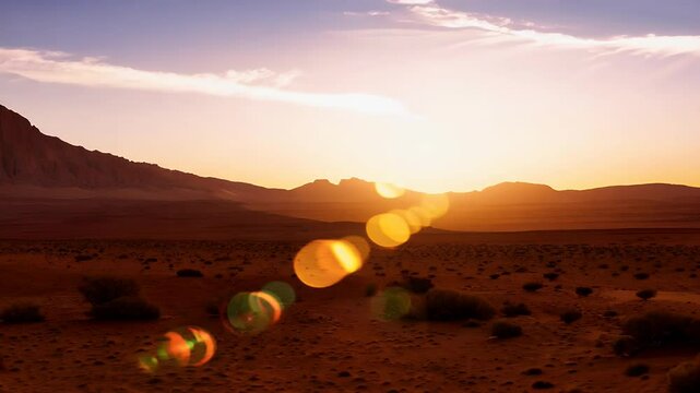 flare effects 4K background captures essence American Southwest vivid cinematic way mexican western motion loop sky mountain rock stone heat summer sun cartoon comic sunrise seamless sand vale
