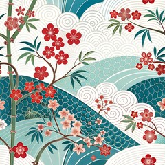 Bamboo Japanese Wave Pattern