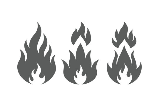  Vector fire icons set grey vector art illustration.
