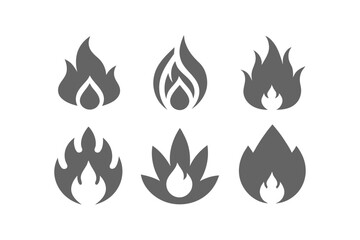 Fototapeta premium Vector fire icons set grey vector art illustration.