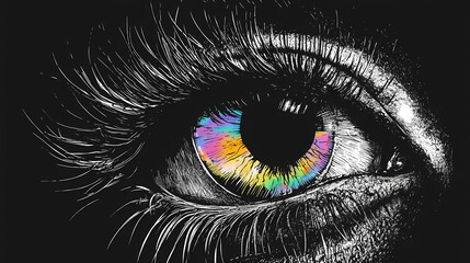 Obraz premium Prism inside eye noir style. Mystique. Illustration