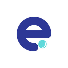Initial e logo design with freshness of liquid water drop symbol
