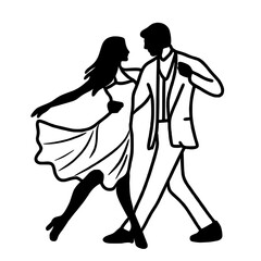 A man and a woman dancing silhouette, Hand drawn New Years Eve Celebration party graphic illustration isolated on white background color editable 