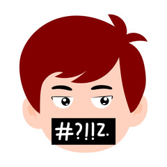 boy red color avatar cartoon emoticon, expression face