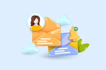 Subscribe to newsletter. Vector illustration for online marketing. 3D Web Vector Illustrations.