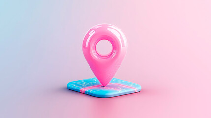 Global positioning system marker, 3d icon Isometric in pastel color