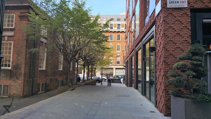 Obraz premium Quiet City Street with Trees and Modern Architecture