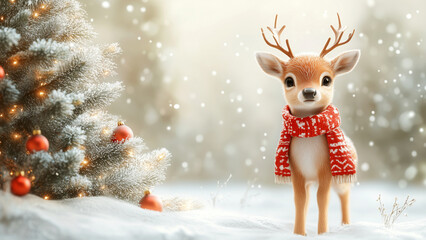 Reindeer in Scarf with Elegant Christmas Decor