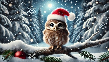 christmas owl on a tree