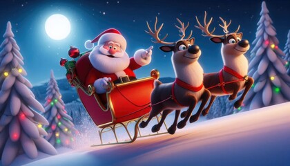 Santa on a Snow Sledge