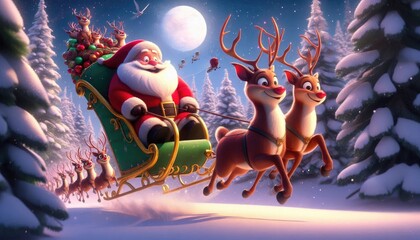 Santa on a Snow Sledge