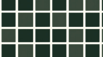 Geometric square grid pattern wallpaper in dark green and white, featuring clean lines for a structured and architectural aesthetic in modern rooms.