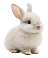 Obraz premium PNG Cute fluffy rabbit sitting calmly at home