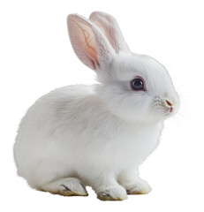 Obraz premium PNG Adorable white rabbit sitting quietly in daylight