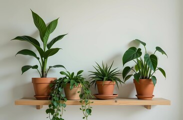 Obraz premium Green indoor plants on a white wall background
