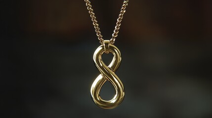 Elegant Gold Infinity Pendant Necklace on Chain Against Dark Background for Stylish Jewelry Design