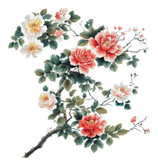 PNG Beautiful Blooming Roses with Green Leaves Display