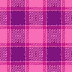 Event seamless plaid pattern, festive background fabric tartan. Weave check textile vector texture in pink and purple colors.