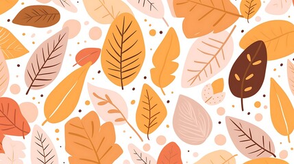 Abstract Pattern of Autumn Leaves in Orange, Brown, and Pink Hues