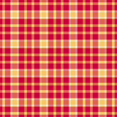 Graphical fabric background vector, bed pattern texture check. Stroke textile tartan plaid seamless in red and amber colors.