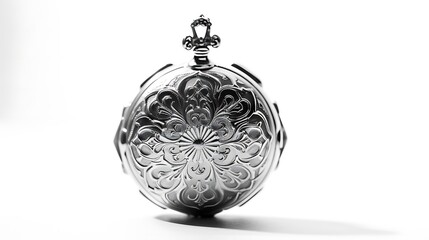 An Ornate Silver Pocket Watch with Intricate Floral Engravings