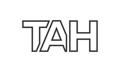 TAH logo design template with strong and modern bold text. Initial based vector logotype featuring simple and minimal typography. Trendy company identity.