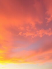 Beautiful sunset sky with vibrant orange and pink clouds, sky