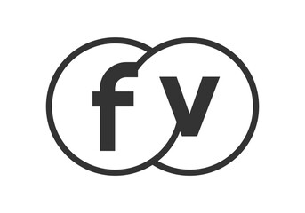 FV business company emblem with outline rounds and letters f v. Logo template of two merged circles for brand identity, logotype. Vector Infinity symbol