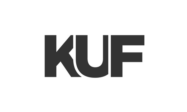 KUF logo design template with strong and modern bold text. Initial based vector logotype featuring simple and minimal typography. Trendy company identity.