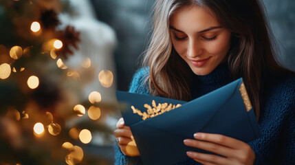 Fototapeta premium Elegant christmas card design with golden accents for holiday greetings