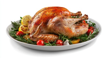 tomatoes, garlic, and lemon on white plate, cut out