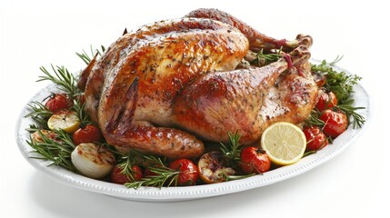 tomatoes, garlic, and lemon on white plate, cut out