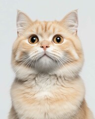 Portrait of a Scottish Fold Cat with Folded Ears and Large Round Eyes, Ideal for Cat Lovers and Breed Enthusiasts

