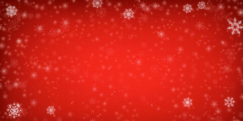 Festive red background with white snowflakes for holiday designs