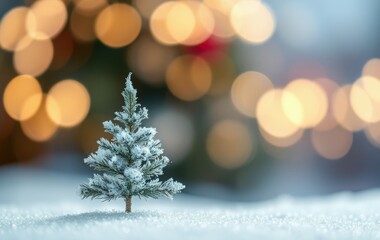 Obraz premium Softly Lit Miniature Tree in Winter Wonderland