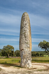 The Standing Stone, Menhir of Meada at Castelo de Vide, Portugal. The largest of the Iberian Peninsula.