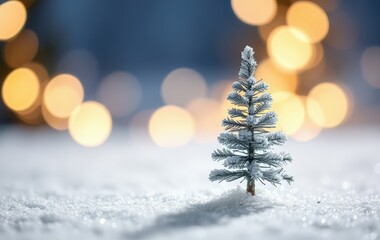 Snow-Covered Christmas Tree with Soft Holiday Lights